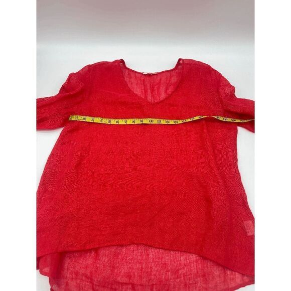 Eileen Fisher Linen Tunic Sheer V Neck 3/4 Sleeves Sz S Pink - Picture 7 of 9